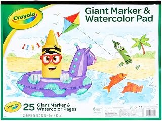 Crayola Giant Marker and Watercolor Pad, Kids Art Supplies, Gift , White includes 1 Pad (25 sheets)