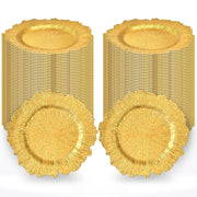 Tomeurperf Charger Plates, Plastic 13 Inch, Gold 100 Pack