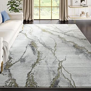 Abani Contemporary Area Rug, Non-Shed Modern Rugs Marble Print Dining Room Rug (Grey, 3'x5'')