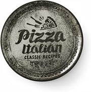 Hendi Pizza plate, porcelain, pattern: text and pizza illustration, dishwasher and microwave suitable, ⌀330mm, black