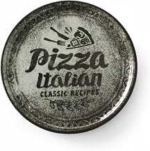 Hendi Pizza plate, porcelain, pattern: text and pizza illustration, dishwasher and microwave suitable, ⌀330mm, black
