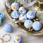 Outus Hanukkah Ball Ornaments, 16 Pack, Blue and White with Star of David
