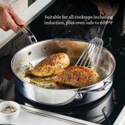 ProBond Luxe 3.5-Quart Sauté Pan with Lid by Hestan – Medium, 3.5 quarts, Stainless Steel, Silver, Model 31774
