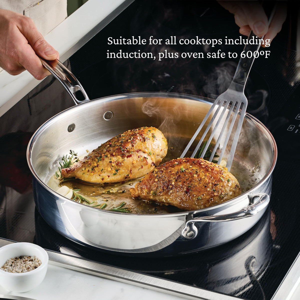 ProBond Luxe 3.5-Quart Sauté Pan with Lid by Hestan – Medium, 3.5 quarts, Stainless Steel, Silver, Model 31774