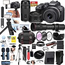 Canon EOS R10 Mirrorless Camera with RF-S 18-45mm STM + RF 75-300mm + T-Mount 420-800mm Telephoto Lens Bundle, 24.2MP APS-C, 4K Video, 64GB SD (Renewed)