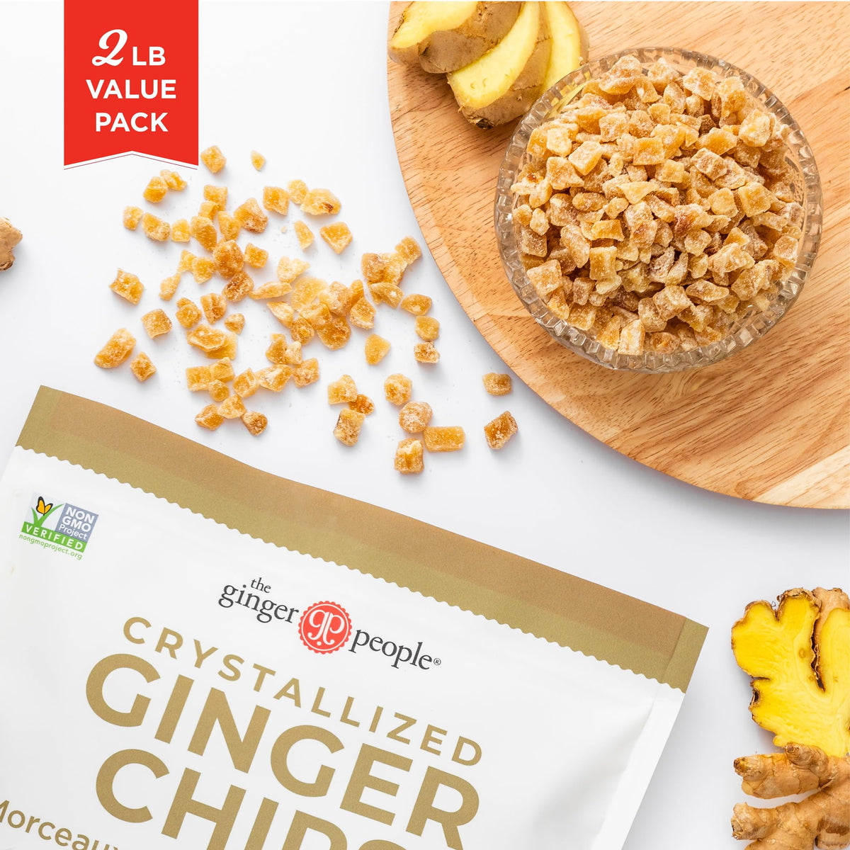The Ginger People Crystallized-Ginger Chips / 2lb (Pack of 1) / 1 Dried Ginger