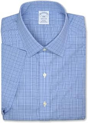 Brooks Brothers Mens Cotton Short Sleeve Mixed Plaid Button Down Shirt,