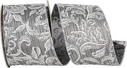Reliant Ribbon Filigree Glitter Fantastic Stripe Wired Edge, Gunmetal Grey, 2-1/2 Inch, 10 Yards