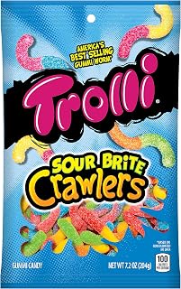 Trolli Sour Brite Crawlers Gummy Candy, 7.2 Ounce Bag, Pack of 12