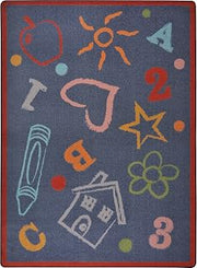 Joy Carpets Playful Patterns Kid's Art Area Rug, Chalkdust