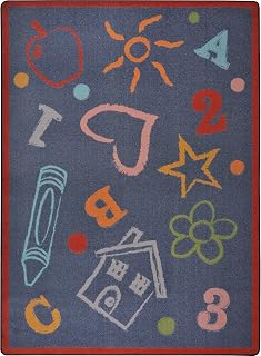 Joy Carpets Playful Patterns Kid's Art Area Rug, Chalkdust