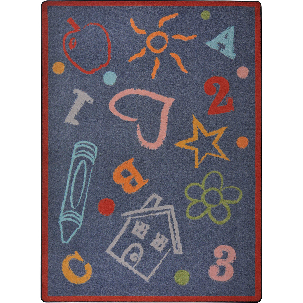 Playful Patterns Kid's Art Area Rug by Joy Carpets – 10'9" x 13'2" (Rectangular), Nylon, Chalkdust, Model 1736G-02