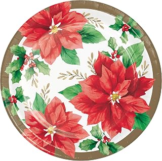Creative Converting Elegant Poinsettia Dessert Plates, 8 ct