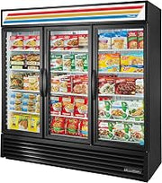 True GDM-72F-HC~TSL01 Triple Swing Glass Door Merchandiser Freezer with Hydrocarbon Refrigerant and LED Lighting, Black, Holds -10 Degree F