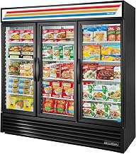 True GDM-72F-HC~TSL01 Triple Swing Glass Door Merchandiser Freezer with Hydrocarbon Refrigerant and LED Lighting, Black, Holds -10 Degree F