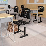 Flash Furniture Adjustable Student Chair, Black, 12-Pack | Black Pedestal Frames, Adjustable , Commercial Use