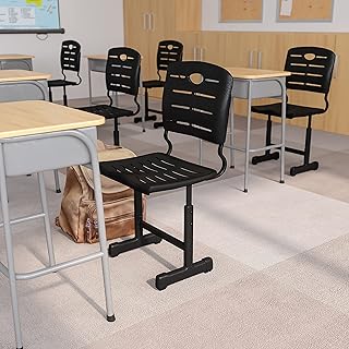 Flash Furniture Adjustable Student Chair, Black, 12-Pack | Black Pedestal Frames, Adjustable , Commercial Use