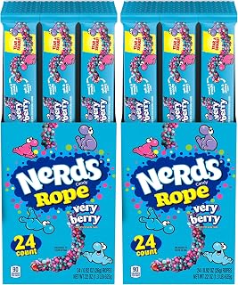 Nerds Rope Candy, Very Berry, 0.92 Ounce Ropes 24 Count (Pack of 2)
