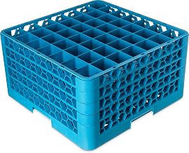 CFS RG49-414 OptiClean 49 Compartment Glass Rack with 4 Extenders, 10.3", Polypropylene, CFS Blue
