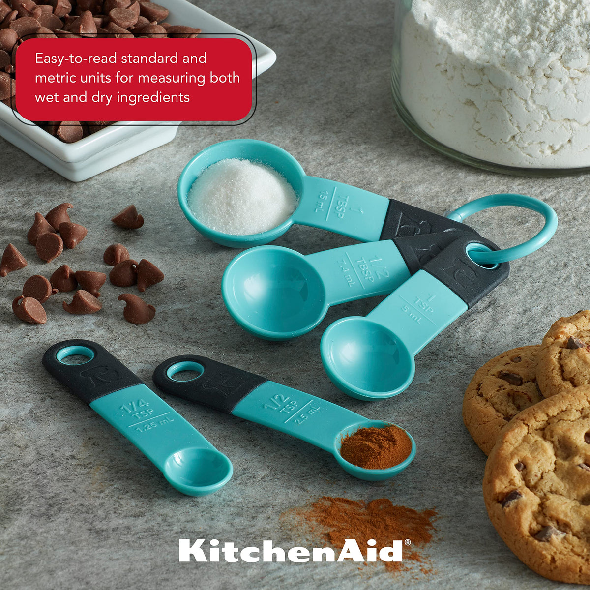 KitchenAid Aqua Sky/Black / Spoons / set of 5 Spoons
