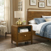 Eldren Wood Nightstand with Solid Rubberwood Frame by Roundhill Furniture – Wood, Walnut, Model B5115N