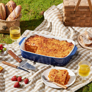 Lareina Ceramic Casserole with Lid, 4 Quart Capacity, Blue