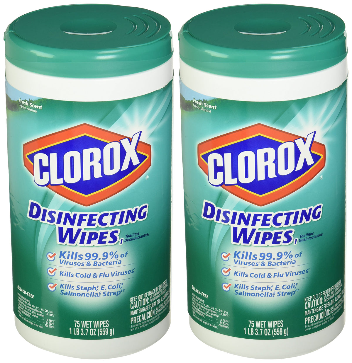 Fresh Scent Disinfecting Wipes by Clorox – 75 Count (Pack of 2), Other, Clear, Pack of 2, Model 15949