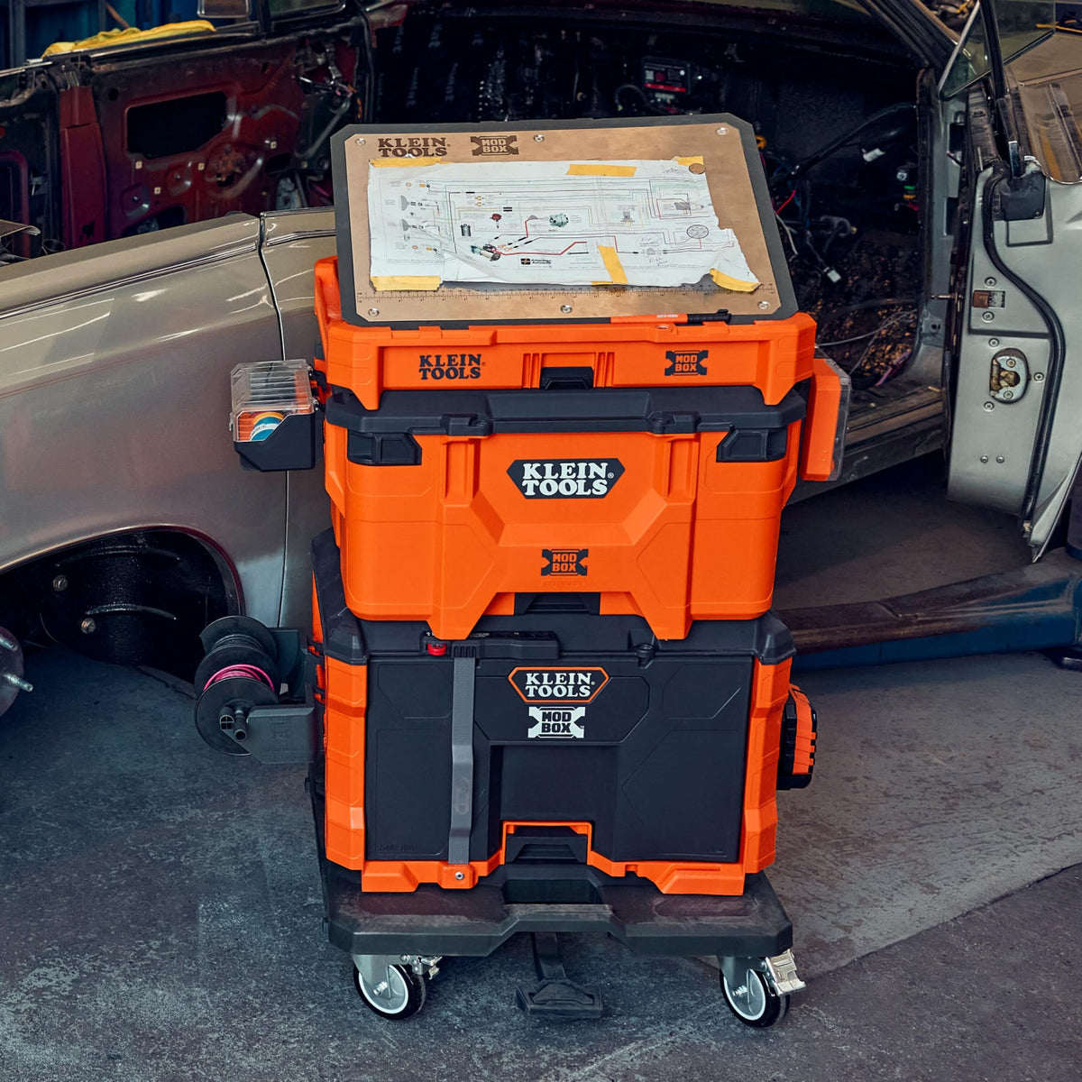 KLEIN TOOLS Tray Top / Orange/Stainless Steel / 1 Tool Boxes
