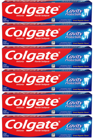 Cavity Protection Toothpaste with Fluoride - 4 Ounce (Pack of 6) by Colgate – 4 Ounce (Pack of 6), Pack of 6