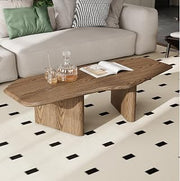 47.2in Coffee Tables for Living Room, Mesa de Centro - Small Coffee | Rustic ash veneer coffee table with organic curved top, sturdy MDF core, ideal for small living rooms.