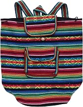 Oland Aztec Falsa Knapsack Backpack, MultiColor, 80% Cotton with Front Pocket