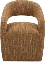 Melisande Dining Chairs, Amber Glow Bouclé Upholstery, Feather and Foam Cushions