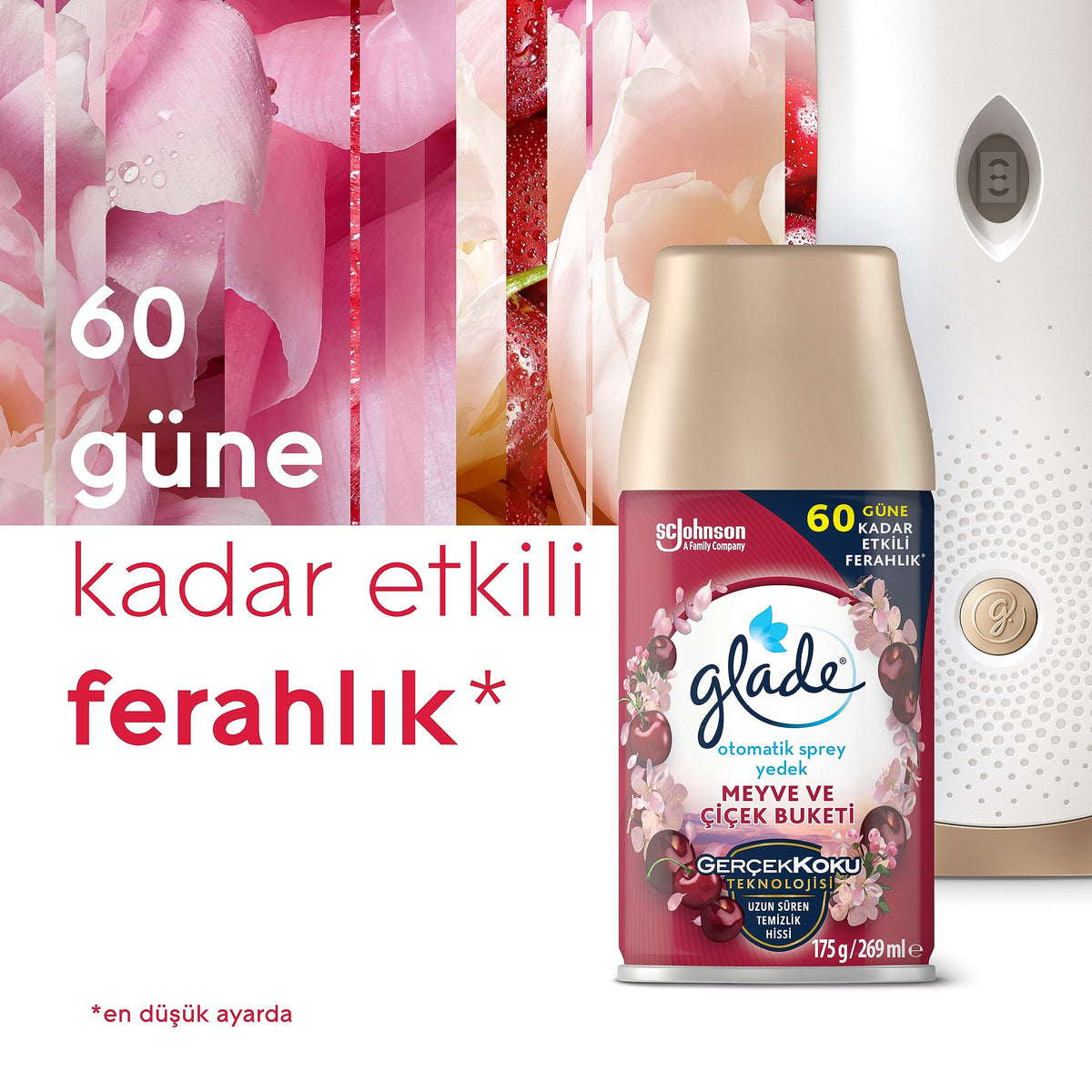 Automatic Spray Air Freshener Refill | Blooming Peony and Cherry - 269 ml Each (Pack of 3) by Glade – White with Pink and Red Accents, Pack of 3, Model 692637