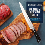 Cutluxe Carving Knife and Fork Set, 9 Inch Knife with 6 Inch Fork, Silver