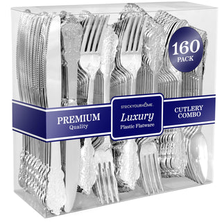 300 Pcs Silver Plastic Silverware Set- 100 Forks by Stock Your Home – 300 Count, Plastic, Silver, Pack of 300, Model Stock Your Home 3462