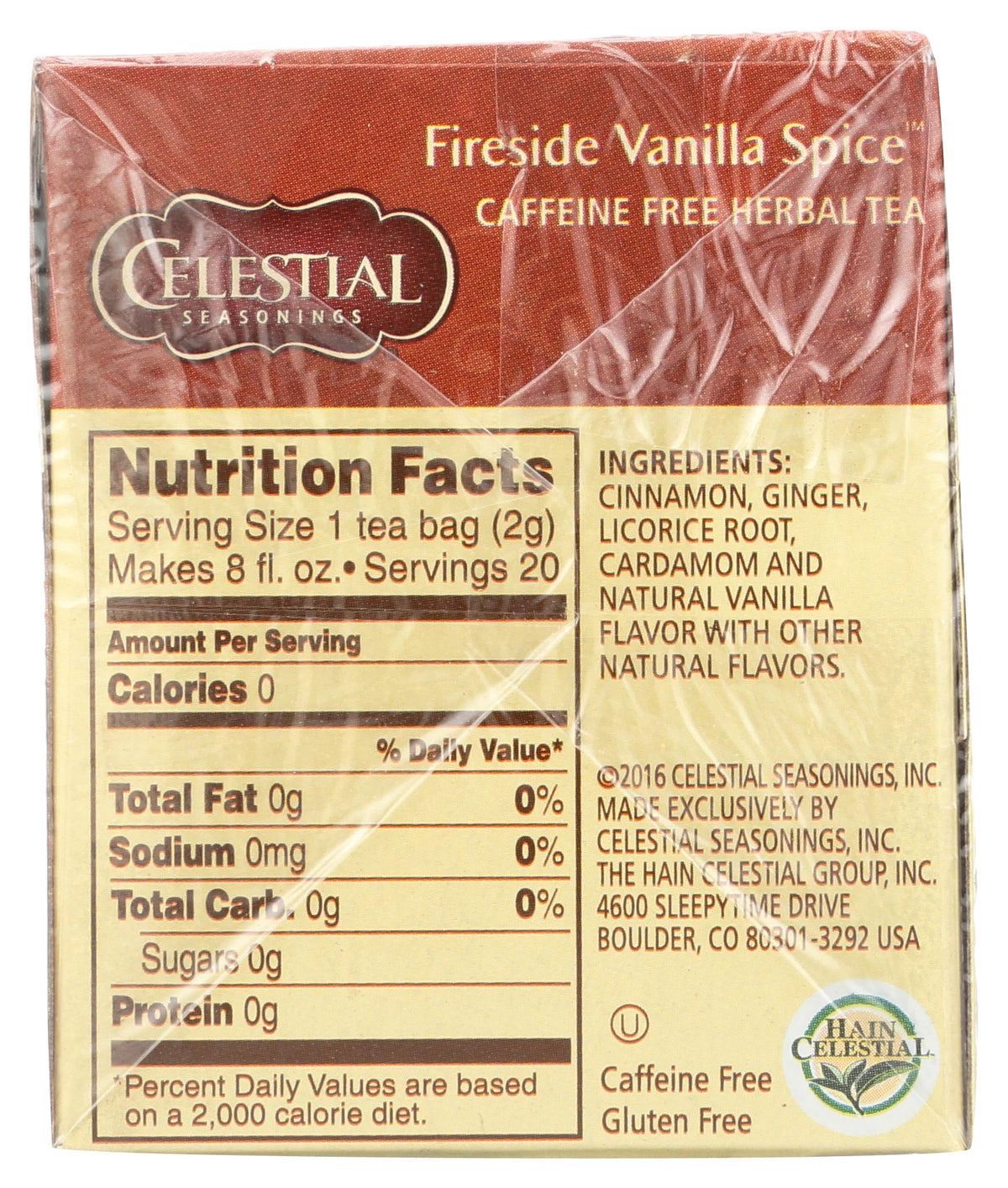 Fireside Vanilla Spice Tea by Celestial Seasonings – 20 Count (Pack of 1), Plastic, Model 0070734536229
