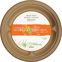 World Centric PLRT-SC-U10T Compostable 10" Unbleached Plant Fiber 3 Compartment Plate, Retail (12 Packs of 20, 240 Total)