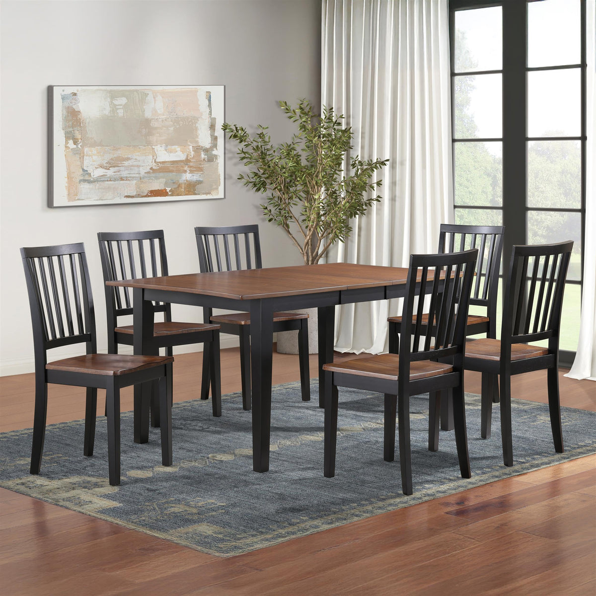 Joplin 7PC Dining Set with 6 Chairs in Brown by Steve Silver – Wood, Brown, Model JOP500N-D7PC