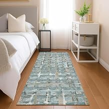 Addison Rugs Chantille ACN2762 Teal 2'3" x 7'6" Indoor/Outdoor, Machine Washable, Easy Clean, Non Shedding, Bedroom, Living Room, Dining Room, Kitchen, Patio Runner Rug