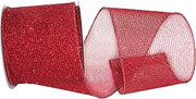 Reliant Ribbon 93290W-065-10F Glitter Web Mesh Metallic Wired Edge Ribbon, 4 Inch X 10 Yards, Red