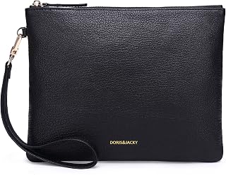 DORIS&JACKY Lambskin Leather Wristlet Clutch Purse Women Large Phone Wallet
