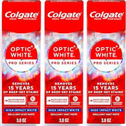 Colgate Optic White Pro Series High Impact White, 3 Pack, Teeth Whitening Toothpaste with 5% Hydrogen Peroxide and ActivShine, Brilliant Mint Flavor, 3.0 OZ