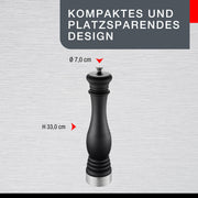 Salt or Pepper Mill FLAVIO by GEFU – Größe S, Stainless Steel Glass, Silver, Model 34633
