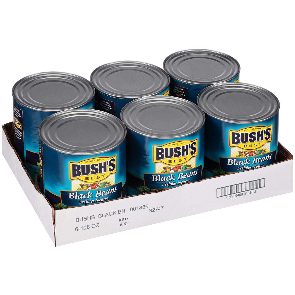 Bush's Best Black Beans / 108 Ounce (Pack of 6) / 1 Side Dishes