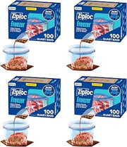 Ziploc Quart Food Storage Freezer Bags, Stand-Up Bottom, Easy to Fill, 100 Count (Pack of 4)
