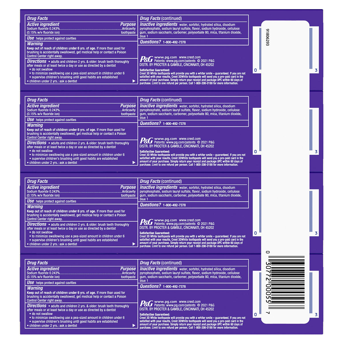 White Intense Whitening Toothpaste by Crest – 4 Ounce (Pack of 4), Pack of 4, Model 30772000557