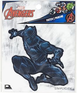 Simplicity Marvel Black Panther Applique Iron-on Patch for Clothing, Jackets, and Backpacks, 3.25" W x 3.5" H, Multicolor