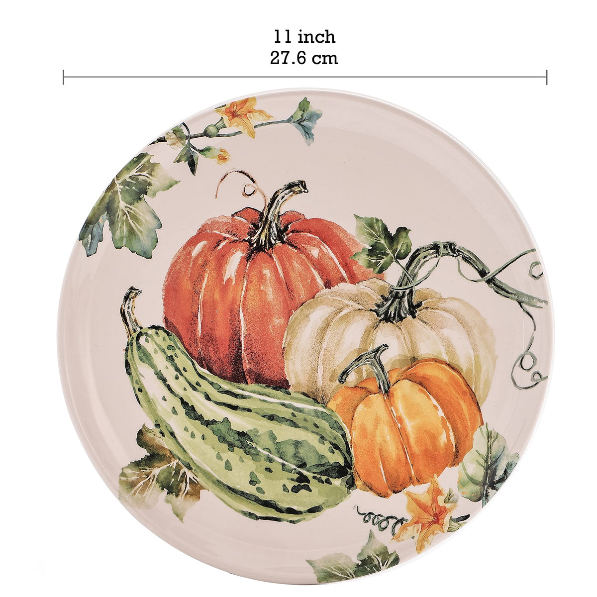 Bico Pumpkin Feast Dinner Plates, 11 Inch Ceramic, Set of 4