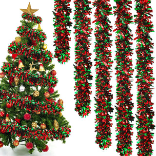 Commercial 50 Ft Christmas Tinsel Garland Red and Green Metallic Twist Garland Decoration Shiny Christmas Tree Hanging Garlands Ornament for Xmas Tree Home by Fairooth – 50 feet x 3.54 inch, Plastic, Colorful, Model Christmas Tinsel Garland-1