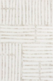 Beige Area Rug - 4' x 6' - Living Room & Bedroom - Abstract Stripe Design - Indoor Use - Easy to Clean by Abani – 4' x 6', Polypropylene, Beige